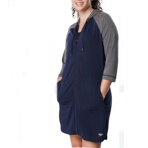 Speedo Swim Hoodie Zip Front Cardigan Cover Up